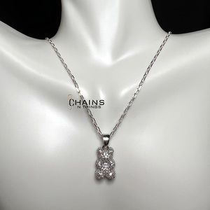 Gummy Bear Necklace 14k silver gold plated 15.5" cable chain Zircon summer girls